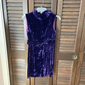 Vintage 60s Crushed Velvet High-Neck Mini Dress